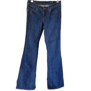 Seven7 Flared Denim Jeans Women's Size 27 Blue 5-Pocket Low Rise Dark Wash